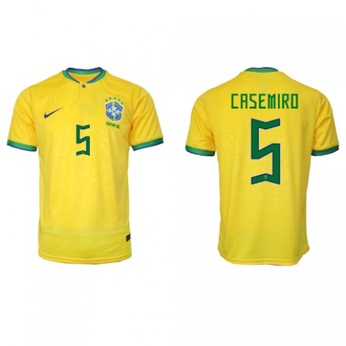 Fotballdrakt Herre Brasil Casemiro #5 Hjemmedrakt VM 2022 Kortermet